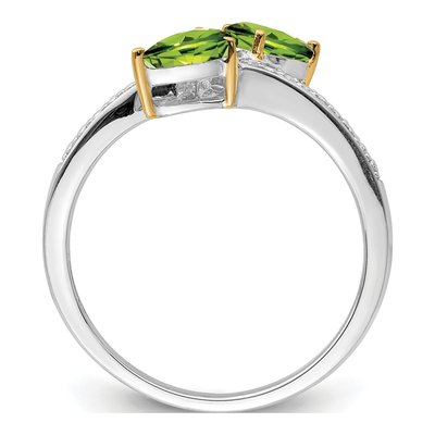Sterling Silver Peridot & Diamond Pear Ring – view 3