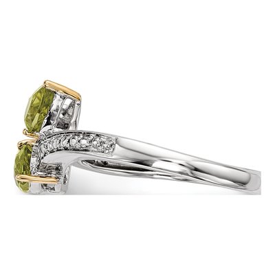 Sterling Silver Peridot & Diamond Pear Ring – view 4