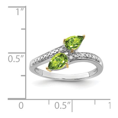 Sterling Silver Peridot & Diamond Pear Ring – view 6