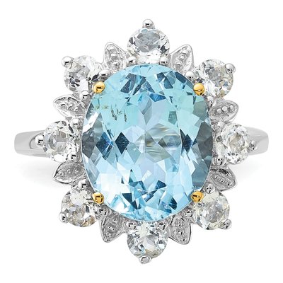 Sterling Silver White Topaz & Sky Blue Topaz Ring – view 4