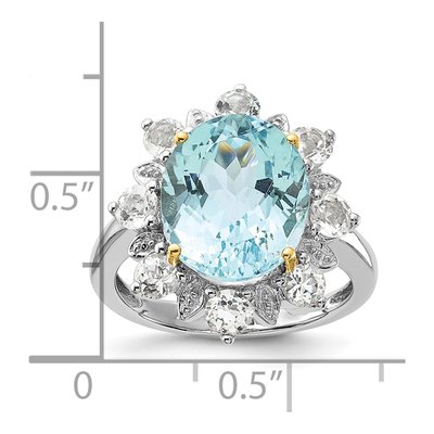Sterling Silver White Topaz & Sky Blue Topaz Ring – view 5