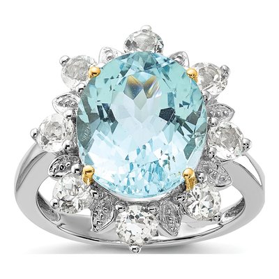 Sterling Silver White Topaz & Sky Blue Topaz Ring