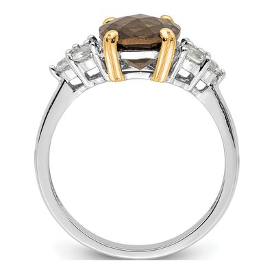 Sterling Silver & 14K Gold Smoky Quartz & White Topaz Brilliant Ring – view 3