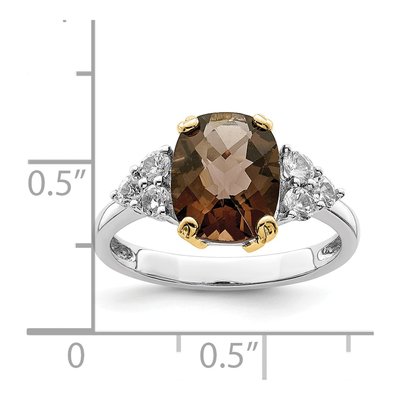 Sterling Silver & 14K Gold Smoky Quartz & White Topaz Brilliant Ring – view 6