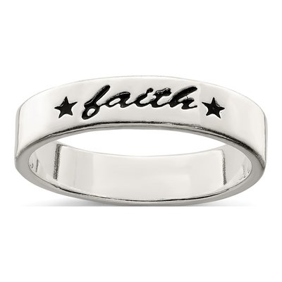 Sterling Silver Antiqued Faith Ring