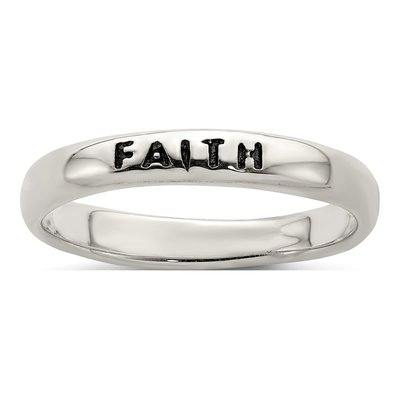 Sterling Silver Antiqued Faith Ring
