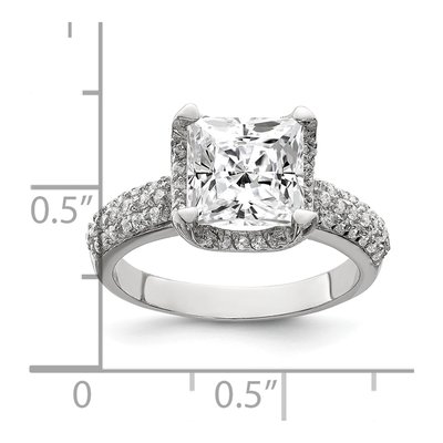Sterling Silver CZ Square Engagement Ring – view 4