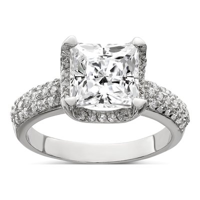 Sterling Silver CZ Square Engagement Ring