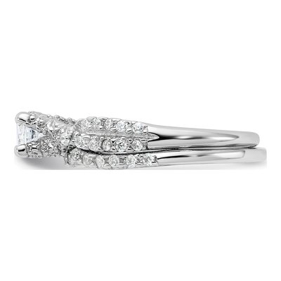 Sterling Silver CZ 2-Piece Wedding Ring Set – view 4