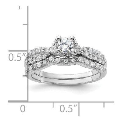 Sterling Silver CZ 2-Piece Wedding Ring Set – view 5