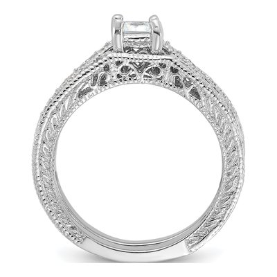 Sterling Silver CZ 2-Piece Wedding Ring Set – view 3