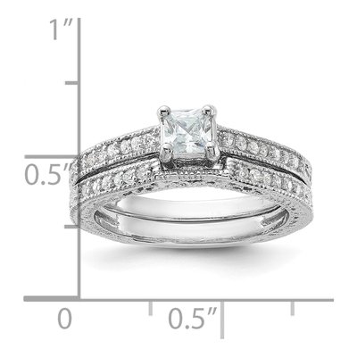 Sterling Silver CZ 2-Piece Wedding Ring Set – view 5