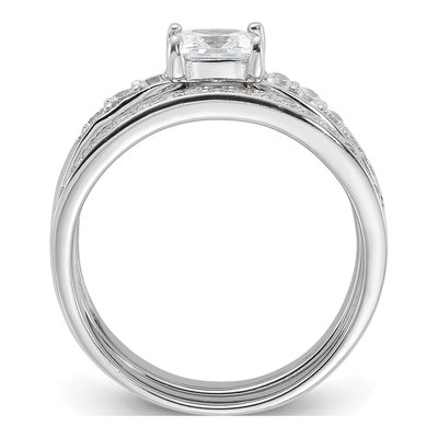 Sterling Silver CZ 3-Piece Wedding Ring Set – view 3