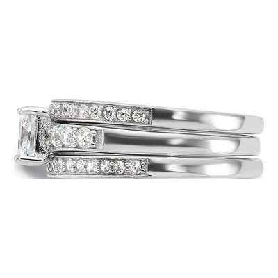 Sterling Silver CZ 3-Piece Wedding Ring Set – view 4