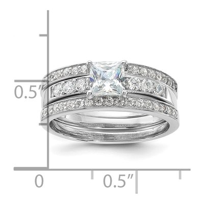 Sterling Silver CZ 3-Piece Wedding Ring Set – view 5