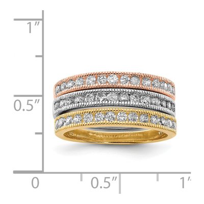 Sterling Silver CZ Trio Stackable Ring – view 4