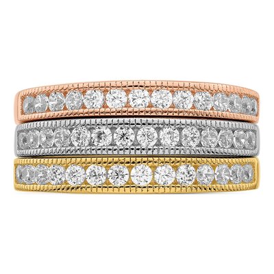 Sterling Silver CZ Trio Stackable Ring – view 6