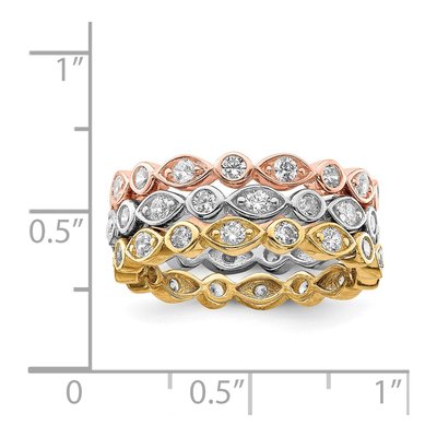 Sterling Silver Trio CZ Stackable Rings Set of 3 – view 4