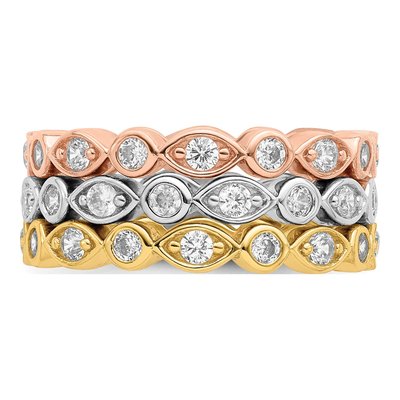 Sterling Silver Trio CZ Stackable Rings Set of 3 – view 5