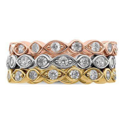 Sterling Silver Trio CZ Stackable Rings Set of 3 – view 6