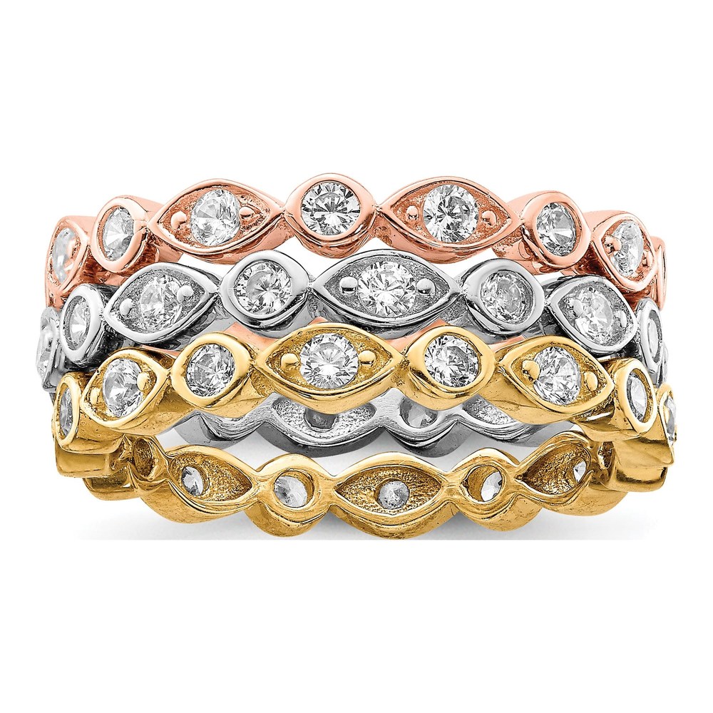 Hero image | Sterling Silver Vermeil Trio Cz Rings | ring | statement piece | Zircon