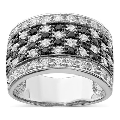 Sterling Silver CZ Checkerboard Ring