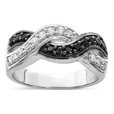Sterling Silver CZ Wavy Ring