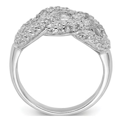 Sterling Silver CZ Three Interlocking Circles Ring – view 2