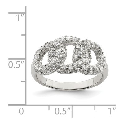 Sterling Silver CZ Three Interlocking Circles Ring – view 3