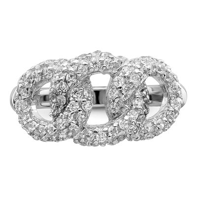 Sterling Silver CZ Three Interlocking Circles Ring – view 5