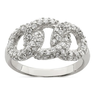 Sterling Silver CZ Three Interlocking Circles Ring