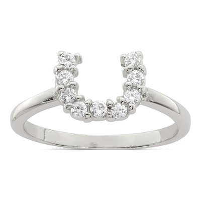 Sterling Silver CZ U-Shaped Ring