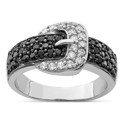 Sterling Silver CZ Buckle Ring