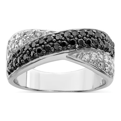 Sterling Silver CZ Crossed Ring