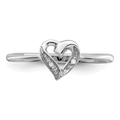 Sterling Silver Diamond Heart Ring – view 6