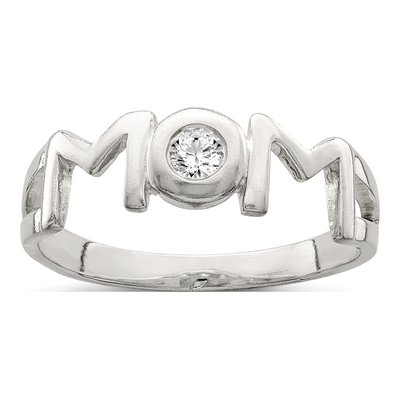 Sterling Silver CZ Mom Ring