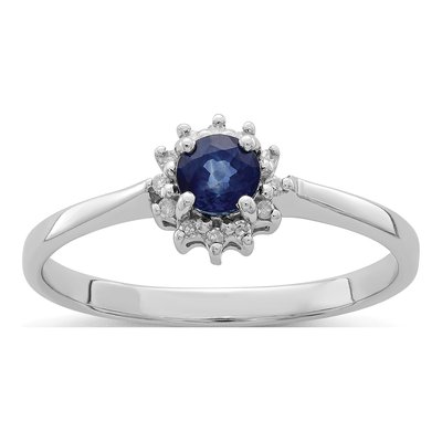 Sterling Silver Sapphire & Diamond Ring