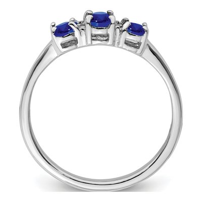 Sterling Silver Sapphire & Diamond Oval Ring – view 3
