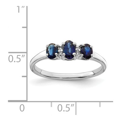 Sterling Silver Sapphire & Diamond Oval Ring – view 5