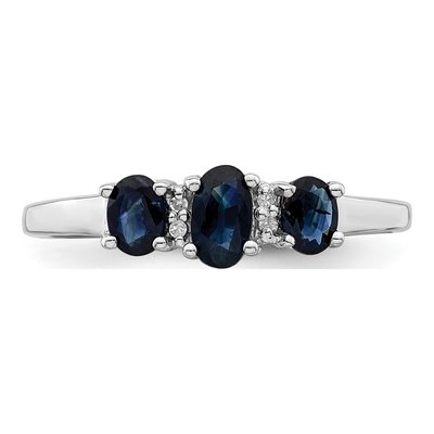 Sterling Silver Sapphire & Diamond Oval Ring – view 6