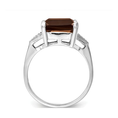 Sterling Silver Smoky Quartz & Diamond Ring – view 3