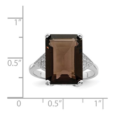 Sterling Silver Smoky Quartz & Diamond Ring – view 4