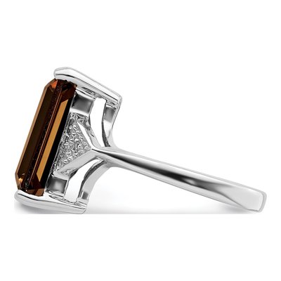 Sterling Silver Smoky Quartz & Diamond Ring – view 5