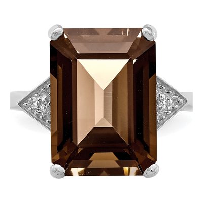 Sterling Silver Smoky Quartz & Diamond Ring – view 6