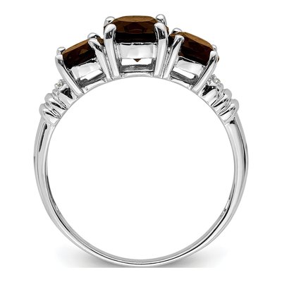 Sterling Silver Smoky Quartz & Diamond 3-Stone Ring – view 3