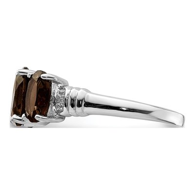 Sterling Silver Smoky Quartz & Diamond 3-Stone Ring – view 5