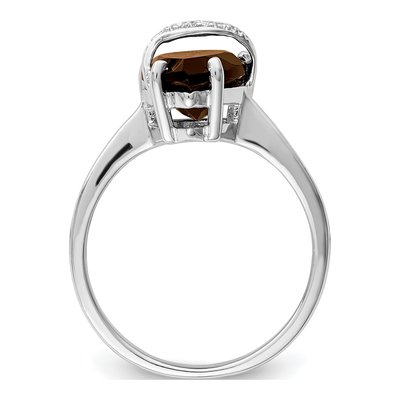 Sterling Silver Smoky Quartz & Diamond Pear Ring – view 3