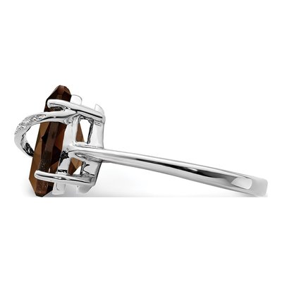 Sterling Silver Smoky Quartz & Diamond Pear Ring – view 4