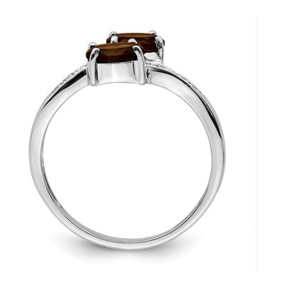 Sterling Silver Smoky Quartz & Diamond Ring – view 3