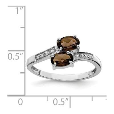 Sterling Silver Smoky Quartz & Diamond Ring – view 5
